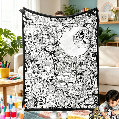 DIY Coloring Flannel Blanket with 24 Pens