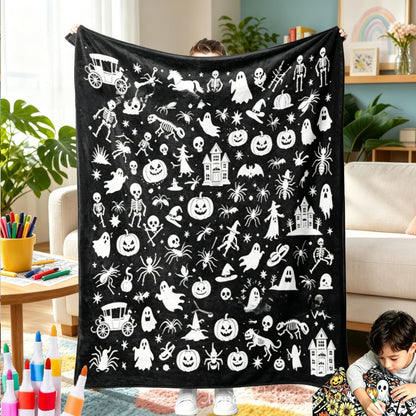 DIY Coloring Flannel Blanket with 24 Pens